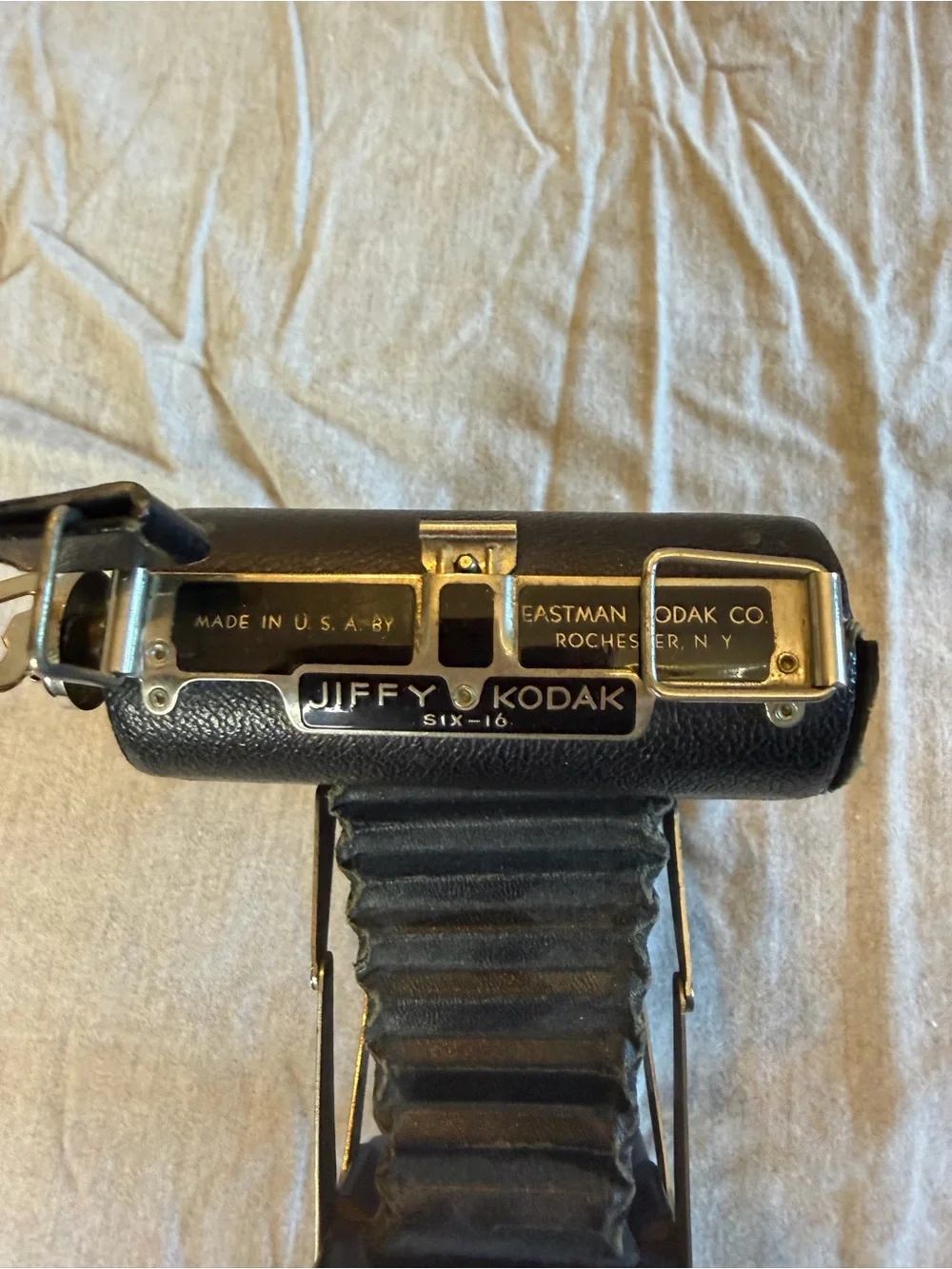 Jiffy Kodak camera from the 1930s Art Deco faceplate.